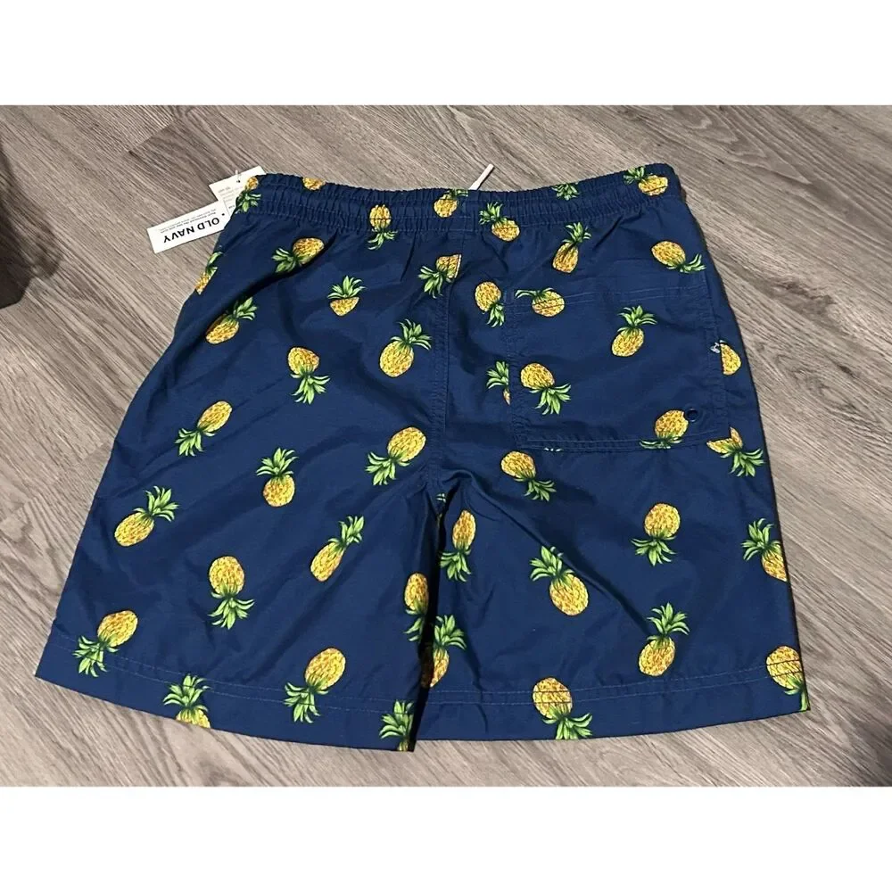 Old Navy Pineapple Swim Trunks Boys XL 14 16 UPF 50 Beach Tropical